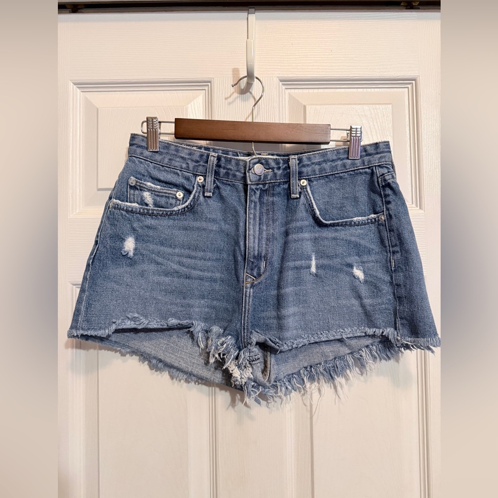 Lovers + Friends Distressed Blue Denim Cutoff Shorts - Picture 1 of 6